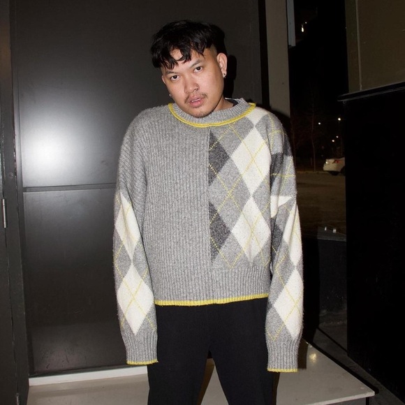 H&M x Pringle of Scotland Unisex Oversized Argyle Knit Sweater - Picture 1 of 4